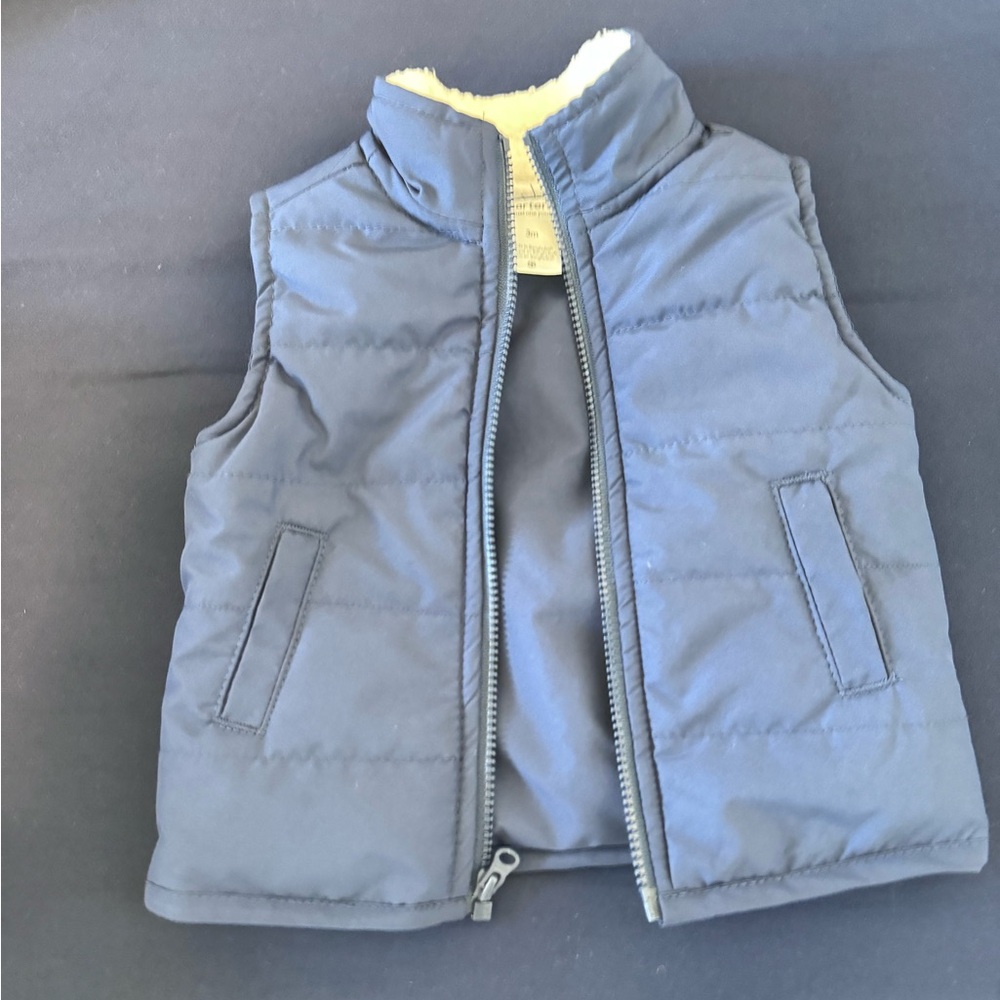 Carter's Navy Puffer Vest with Cream Lining